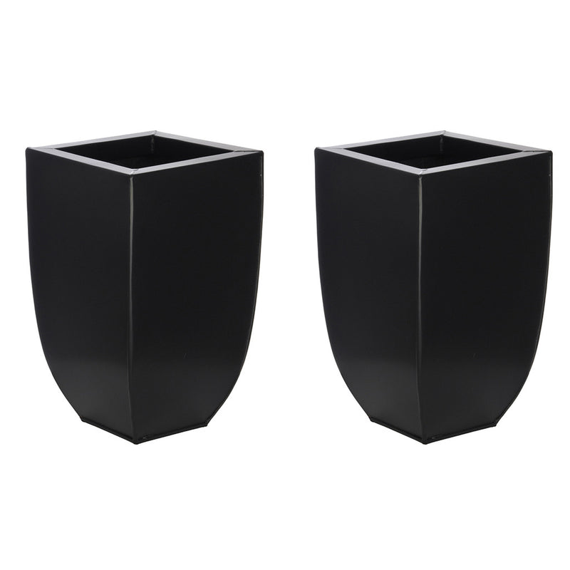 Rounded Taper Square Small Zinc Vase - Set of 2