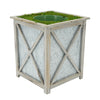 Grey Crisscross Wood/Metal Planter