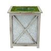 Grey Crisscross Wood/Metal Planter