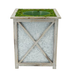 Grey Crisscross Wood/Metal Planter