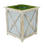 White Crisscross Wood/Metal Planter