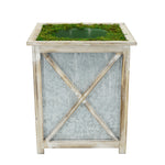 White  Crisscross Wood/Metal Planter