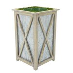 Large Tall Crisscross Wood/Metal Planter Pot-in-a-Pot