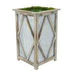 Large Tall Diamond Wood/Metal Planter Pot-in-a-Pot