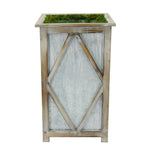 Large Tall Diamond Wood/Metal Planter Pot-in-a-Pot