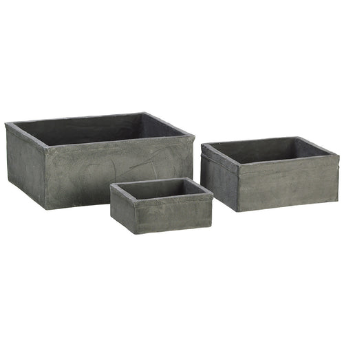 Dark Gray 2-4" Clay Tray Vase (Set of 3) - House of Silk Flowers®
