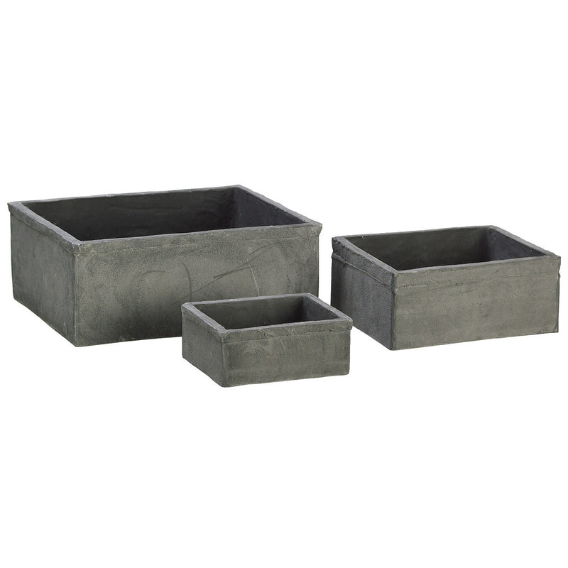 Dark Gray 2-4" Clay Tray Vase (Set of 3) - House of Silk Flowers®
