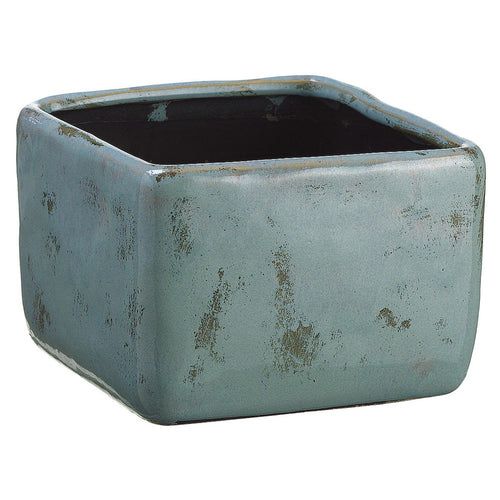 Light Green/Blue 4" Terra Cotta Vase/Planter - House of Silk Flowers®
