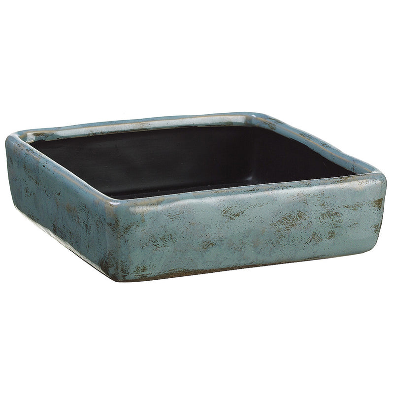 Light Green/Blue 2" Terra Cotta Tray Vase/Planter - House of Silk Flowers®
