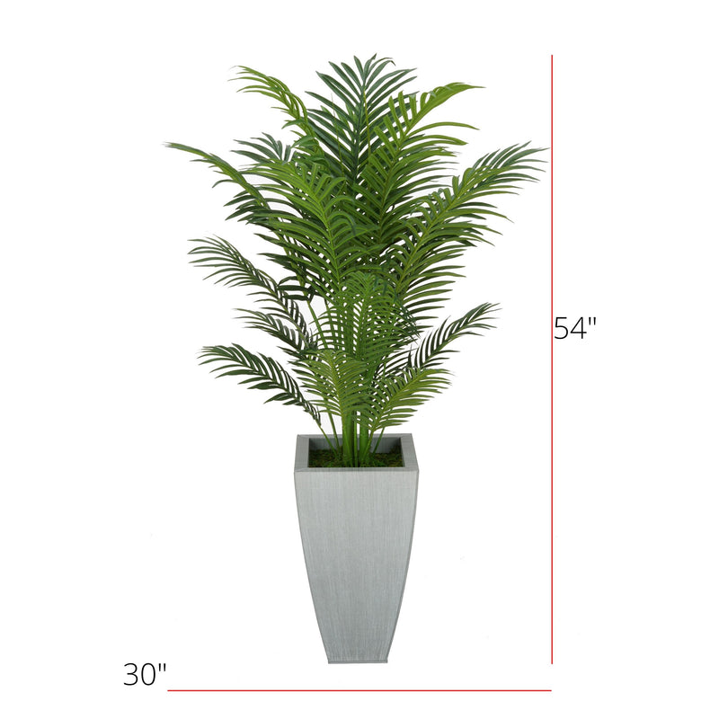 Artificial 4-1/2 foot Areca Palm in Tapered Square Zinc