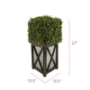 Faux Boxwood Square Topiary in Crisscross Stout Wood/Metal