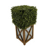 Faux Boxwood Square Topiary in Crisscross Stout Wood/Metal