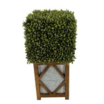 Faux Boxwood Square Topiary in Diamond Stout Wood/Metal