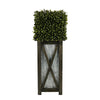 Faux Boxwood Square Topiary in Crisscross Tall Wood/Metal