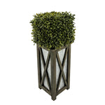 Faux Boxwood Square Topiary in Crisscross Tall Wood/Metal