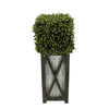 Faux Boxwood Square Topiary in Crisscross Tall Wood/Metal