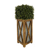 Faux Boxwood Square Topiary in Crisscross Tall Wood/Metal