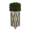 Faux Boxwood Square Topiary in Crisscross Tall Wood/Metal