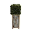 Faux Boxwood Square Topiary in Crisscross Tall Wood/Metal