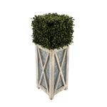 Faux Boxwood Square Topiary in Crisscross Tall Wood/Metal