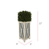 Faux Boxwood Square Topiary in Crisscross Tall Wood/Metal