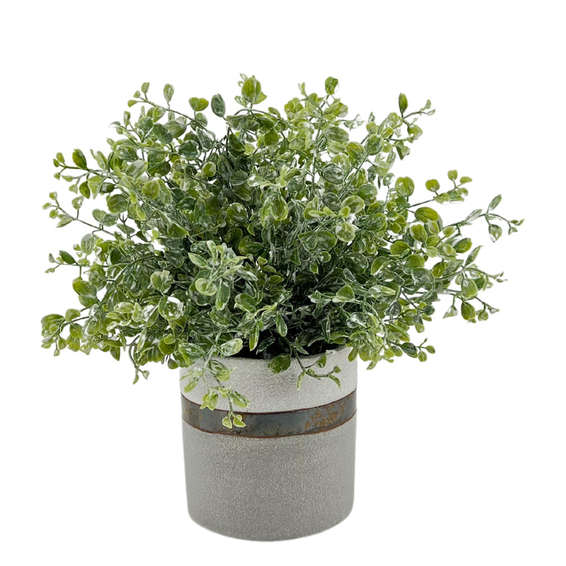 Faux Eucalyptus in White/Bronze/Grey Ceramic Vase