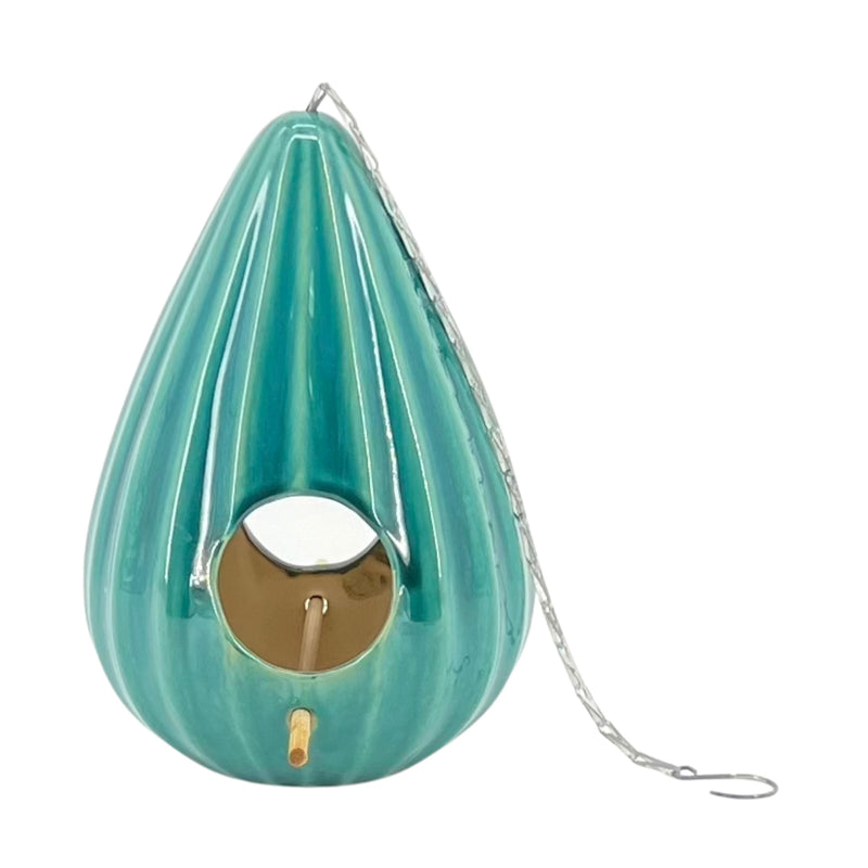 Ceramic 10" Teardrop Ruffled Birdhouse