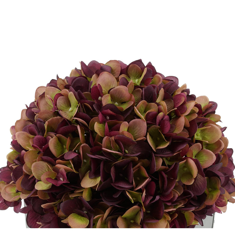 Artificial Hydrangea in Black Tapered Zinc Cube