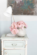 Shabby Chic® Wonky Pink Cabbage Roses in Off-White Ceramic Vase