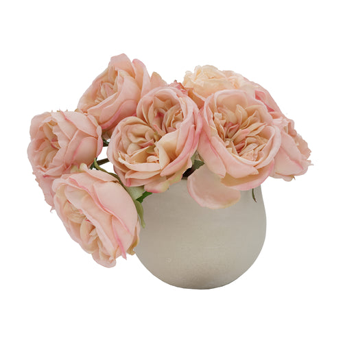 Shabby Chic® Wonky Pink Cabbage Roses in Off-White Ceramic Vase