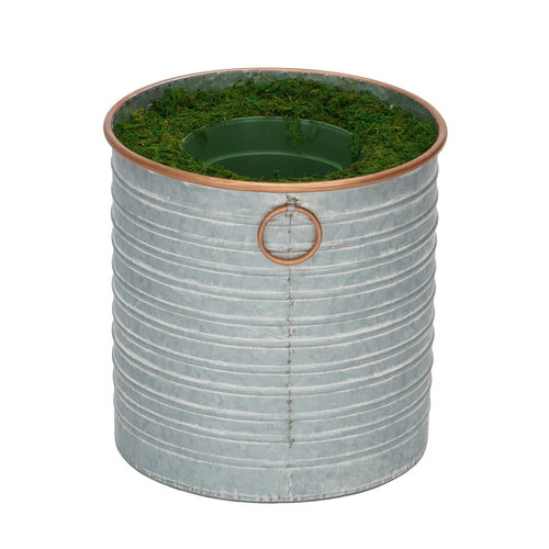 Large Copper-Rim Metal Planter Pot-in-a-Pot