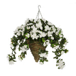 White Azalea Hanging Basket House of Silk Flowers®