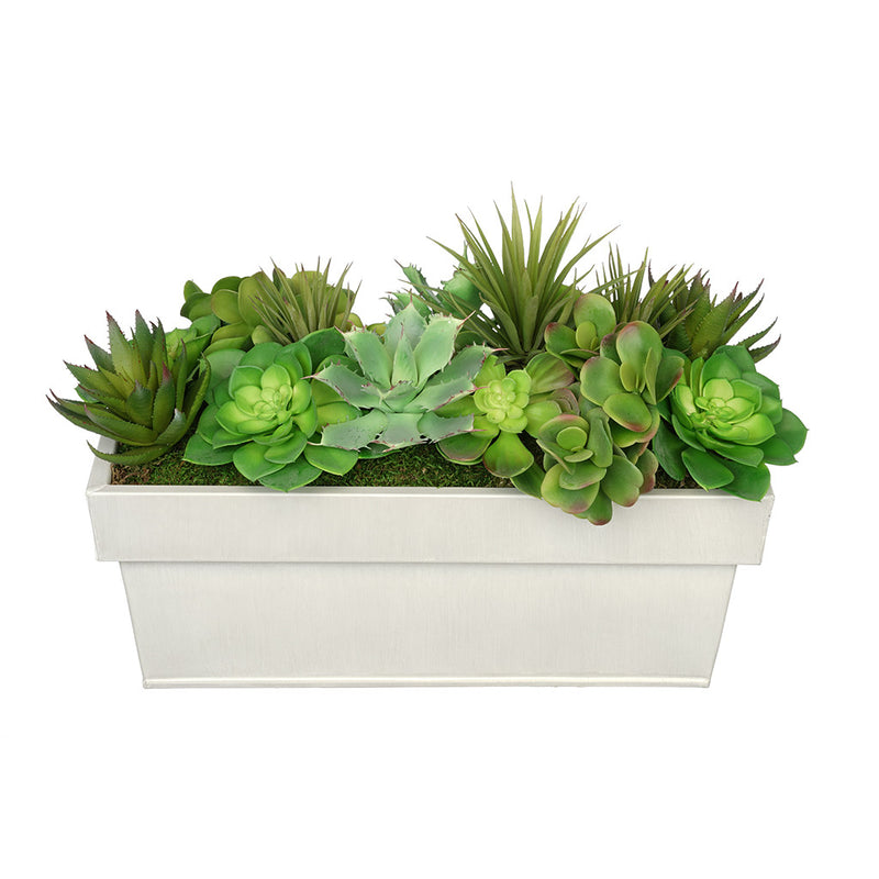 Artificial Succulent Garden in Rectangle Planter