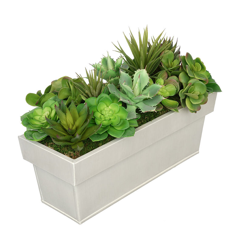 Artificial Succulent Garden in Rectangle Planter