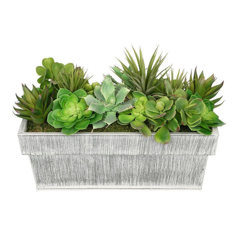 Artificial Succulent Garden in Rectangle Planter