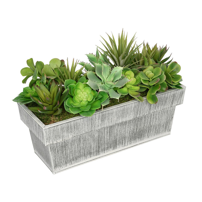 Artificial Succulent Garden in Rectangle Planter