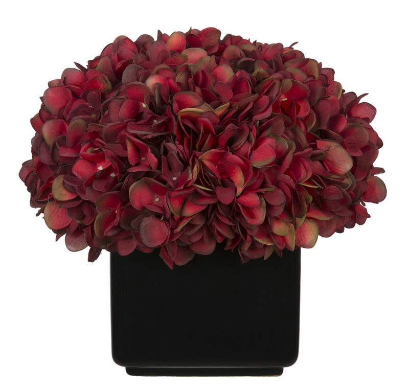 Artificial Hydrangea in Large Black Cube Ceramic - House of Silk Flowers®
 - 4