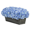 Artificial Blue Hydrangea in Grey-Washed Wood Ledge