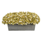 Artificial Sage Hydrangea in Grey-Washed Wood Ledge