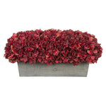 Artificial Burgundy Hydrangea in Grey-Washed Wood Ledge