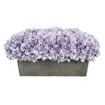 Artificial Lavender Hydrangea in Grey-Washed Wood Ledge