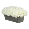 Artificial White Hydrangea in Grey-Washed Wood Ledge