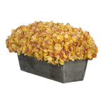 Artificial Gold Hydrangea in Grey-Washed Wood Ledge