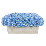 Artificial Hydrangea in White-Washed Wood Ledge blue