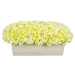 Artificial Hydrangea in White-Washed Wood Ledge green