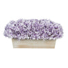 Artificial Hydrangea in White-Washed Wood Ledge lavender