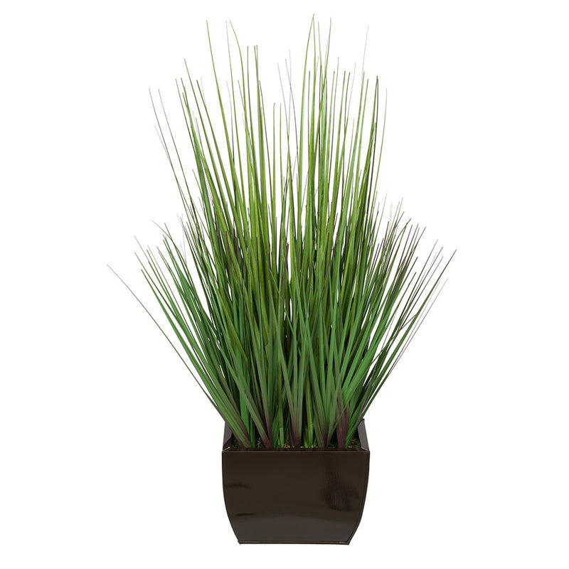 27-inch Grass in Small Gloss Brown Rectangle Zinc House of Silk Flowers®