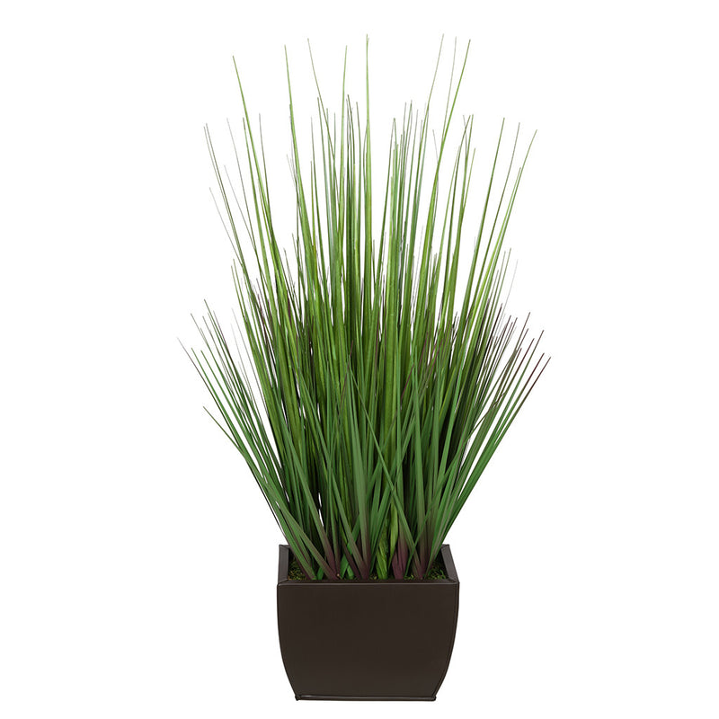 27-inch Grass in Small Matte Brown Rectangle Zinc House of Silk Flowers®