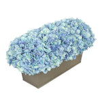 Artificial Blue Hydrangea in Gloss Silver Zinc Rectangle House of Silk Flowers®