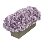 Artificial Lavender Hydrangea in Gloss Silver Zinc Rectangle House of Silk Flowers®